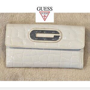 GUESS, Ivory faux crocodile textured wallet